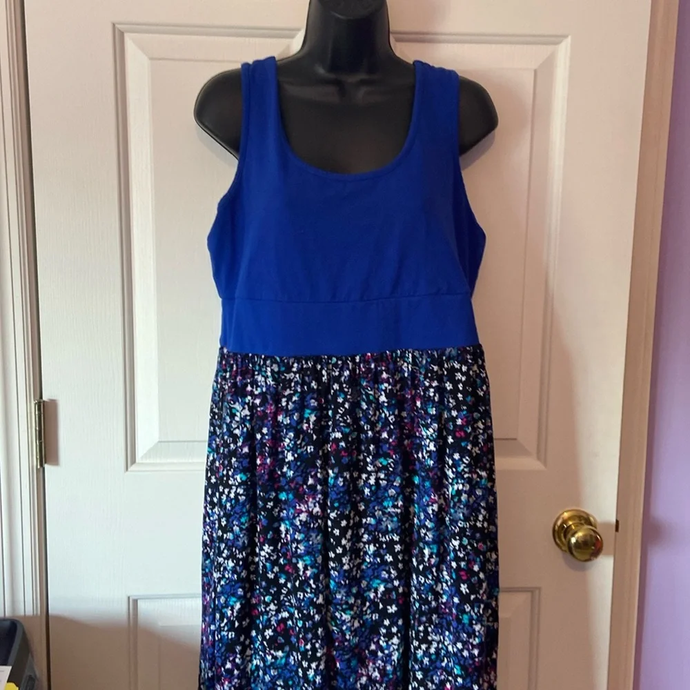 Torrid blue and floral sleeveless dress - Picture 1 of 6